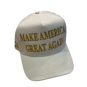 CALI FAME TRUMP MAKE AMERICA GREAT AGAIN HAT Made in USA White Gold 2024